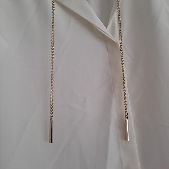 Michael Michael Kors Cream Gold Chain High Low Long Sleeve Blouse - Picture 8 of 10